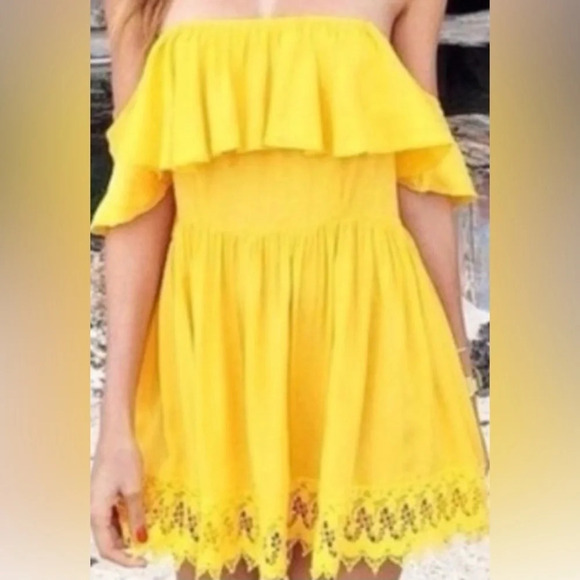 Lovers + Friends Dream Vacay mini dress in El Dorado (yellow), size Small. - Picture 1 of 5